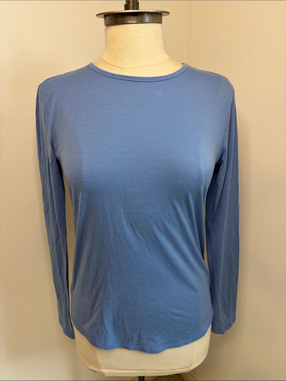 CLOUDVEIL Merino Wool Blend Blue Long Sleeve Base Layer Top SZ SMALL FLAWS